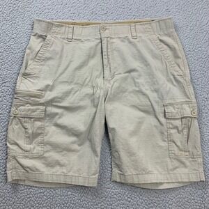 WearFirst Cargo Shorts Mens 40 Tan Stretch Ripstop Multi-Pocket Free-Band
